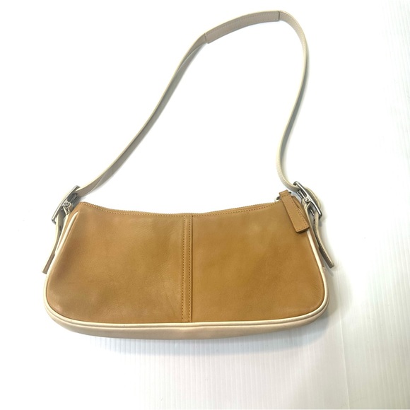Coach Hamptons Beige Tan Leather Demi Shoulder Hobo Bag Barbie Bag - Picture 1 of 8